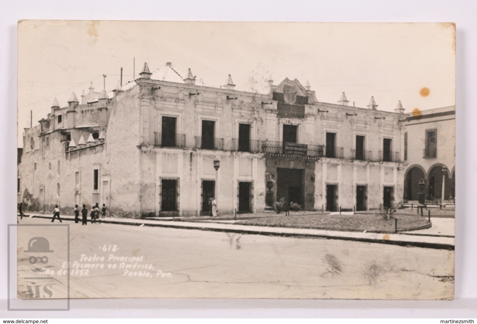 Original Photographic Postcard - Postal Mexico - Teatro Principal - Main Theatre, First Of America - Puebla - México