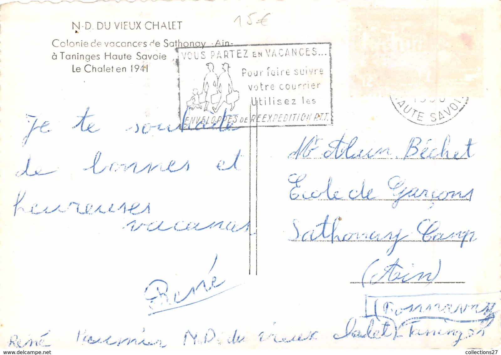 74-TANINGES- COLONIE DE VACANCES DE SATHONAY ( AIN) LE CHALET EN 1941 - Taninges