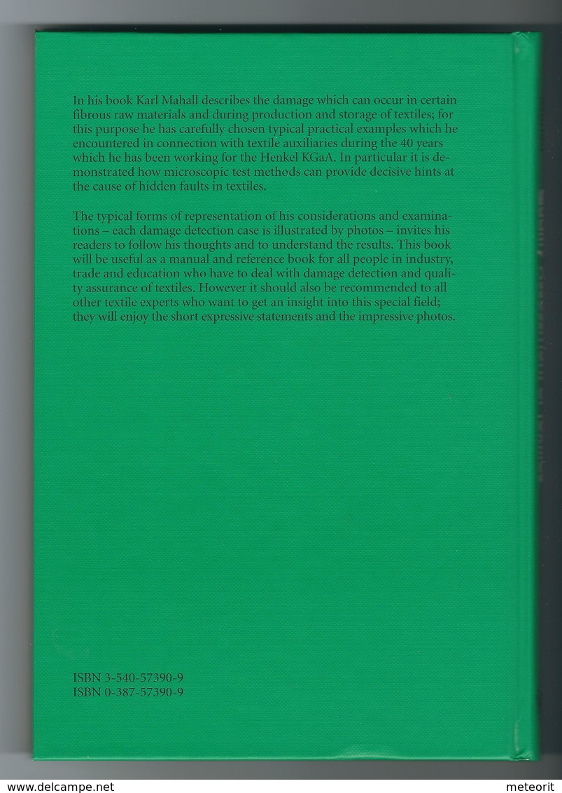 Karl Mahall "Quality Assessment Of Textiles Damage Detection By Microscopy", Language: Englisch, ISBN 3-540-57390-9, - Engineering