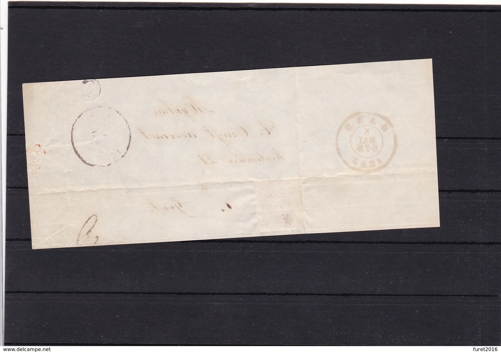 Fragment De Lettre BOITE De Levée  Q  De Tamise Vers Gand 5 Mai 1853 - 1851-1857 Médaillons (6/8)