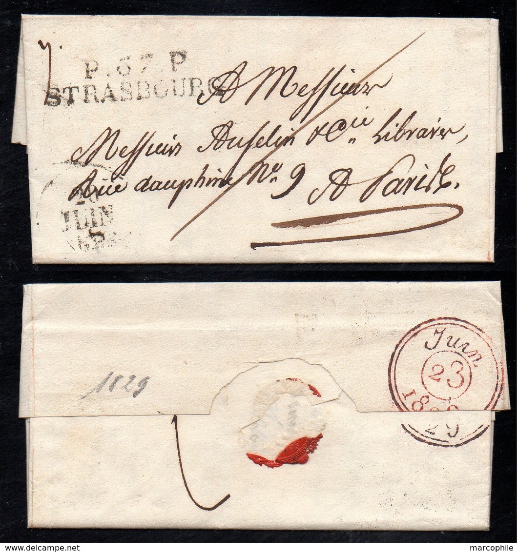 STRASBOURG - ALSACE / 1829 PORT PAYE "P 67 P / STRASBOURG" SUR LAC POUR PARIS (ref 5618e) - Sonstige & Ohne Zuordnung