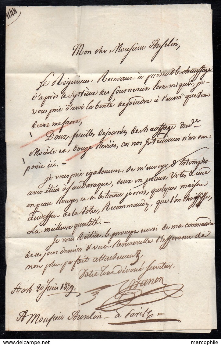 STRASBOURG - ALSACE / 1829 PORT PAYE "P 67 P / STRASBOURG" SUR LAC POUR PARIS (ref 5618e) - Sonstige & Ohne Zuordnung