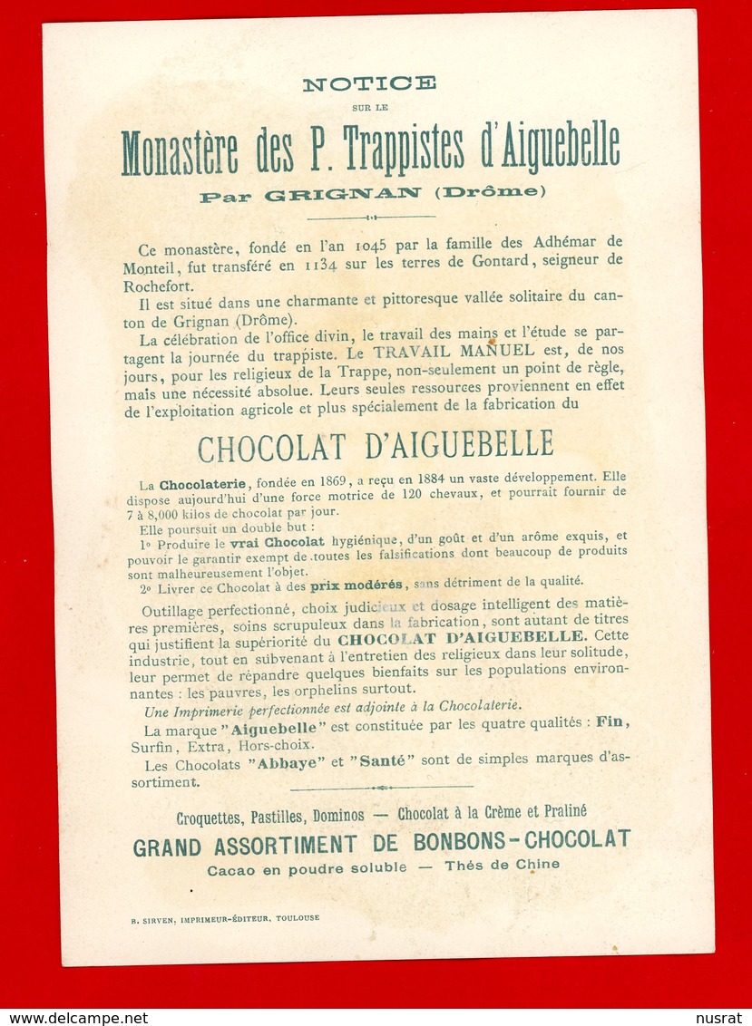 Chocolat D'Aiguebelle, Chromo Grand Format, Lith. Sirven, Marine, Voilier, Annexe - Aiguebelle