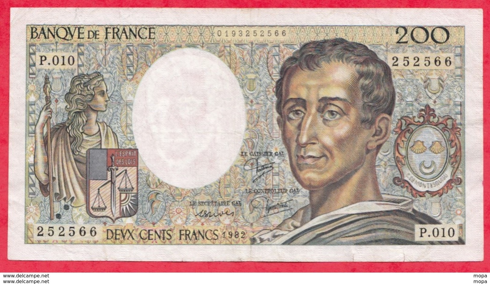 200 Francs "Montesquieu" 1982---F/TTB+---Série P.010 - 200 F 1981-1994 ''Montesquieu''