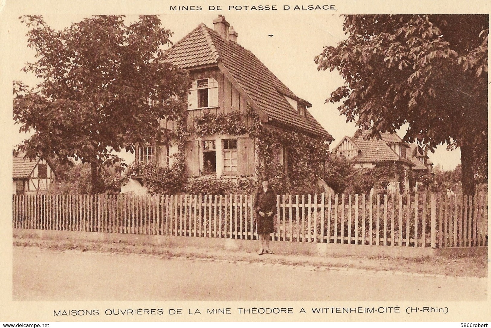 CARTE POSTALE ORIGINALE ANCIENNE  WITTENHEIM CITE MAISONS OUVRIERES DE LA MINE DE POTASSE THEODORE ANIMEE HAUT RHIN (68) - Wittenheim