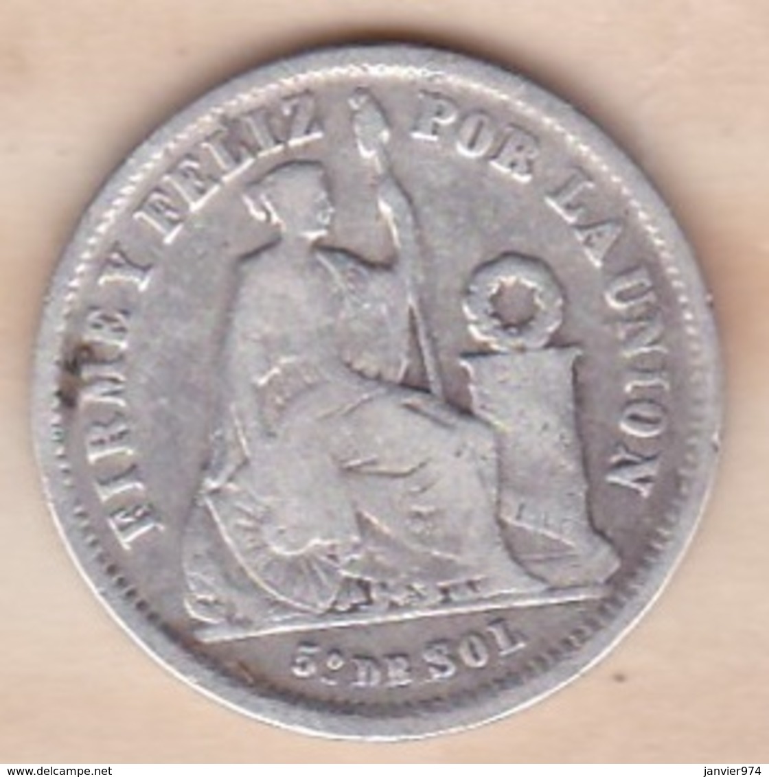 Perou. 1/5 Sol 1866 YB. Argent .KM# 191 - Peru