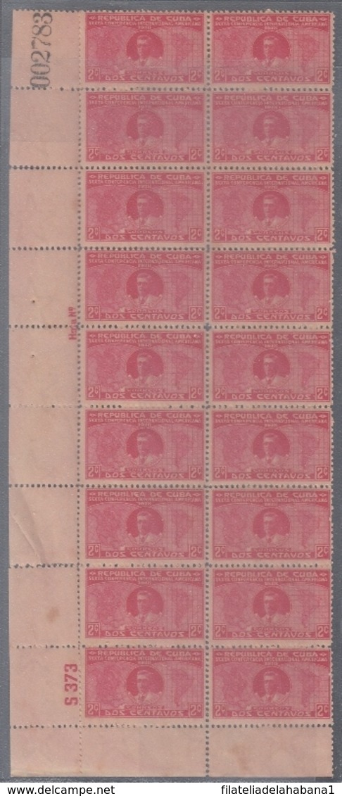 1928-126 CUBA REPUBLICA (LG1603) Ed. 2c GERARDO MACHADO PLATE NUMBER BLOCK 18. ORIGINAL GUM. - Nuevos