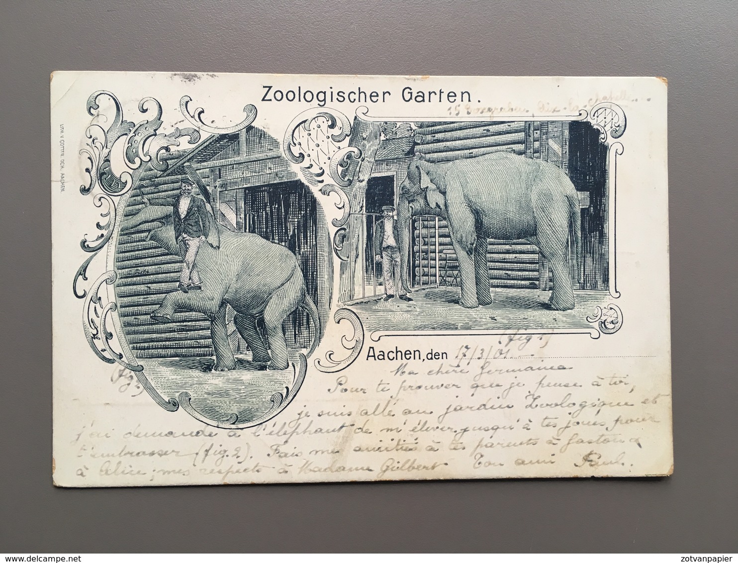 AACHEN - Tiergarten - Zoologischer Garten - Dierentuin - Zoo - Jardin Zoologique - Elephant - Olifant - 1901 - Aken