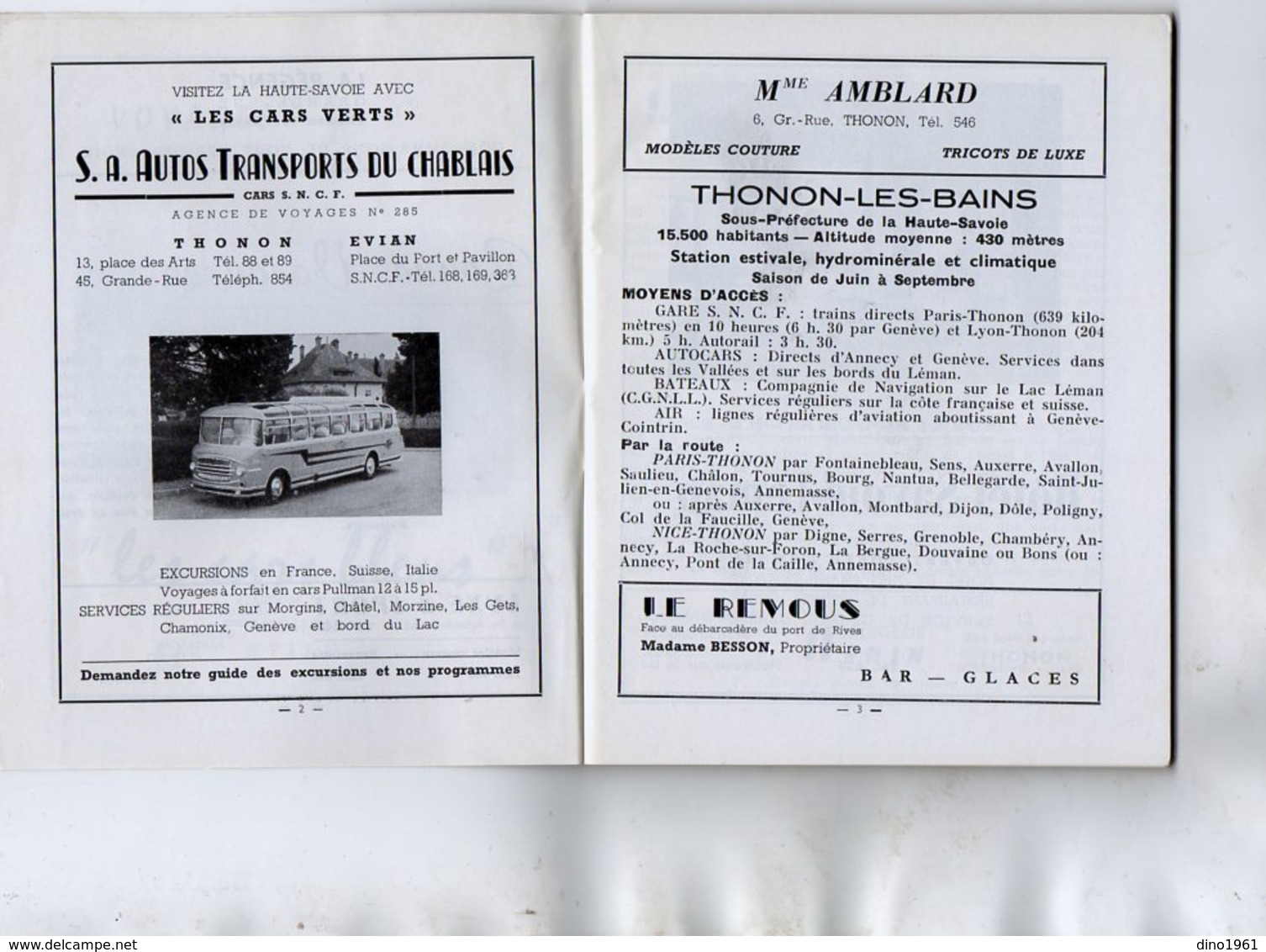 L12 - Guide Touristique - THONON - LES - BAINS 1956 - 72 Pages - Alpes - Pays-de-Savoie