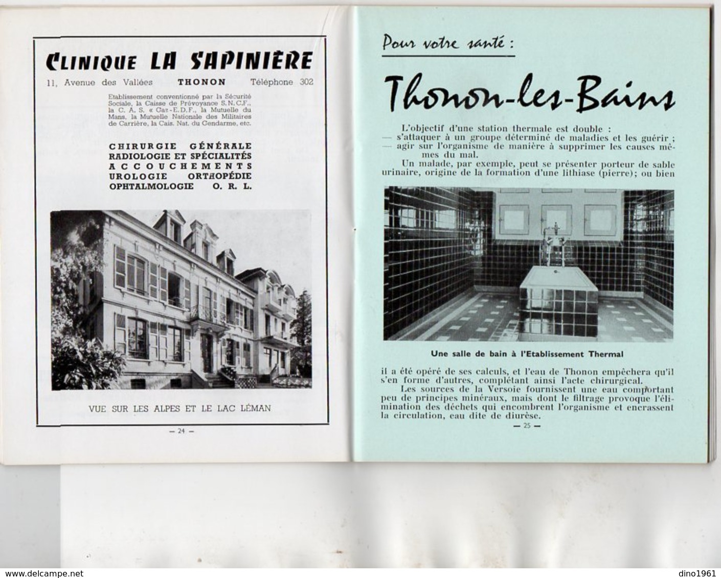 L12 - Guide Touristique - THONON - LES - BAINS 1956 - 72 pages