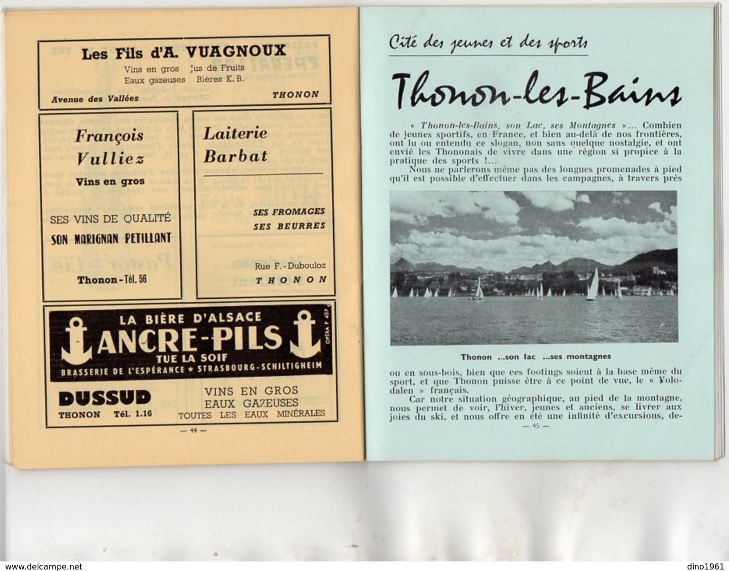 L12 - Guide Touristique - THONON - LES - BAINS 1956 - 72 pages