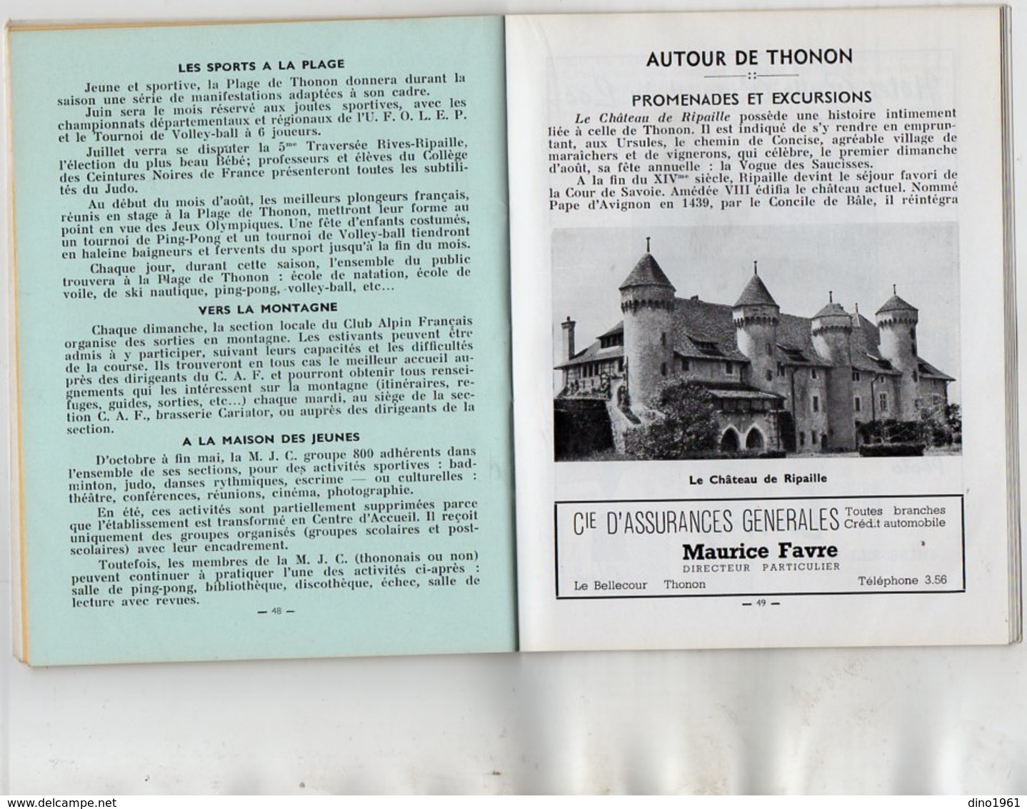 L12 - Guide Touristique - THONON - LES - BAINS 1956 - 72 pages
