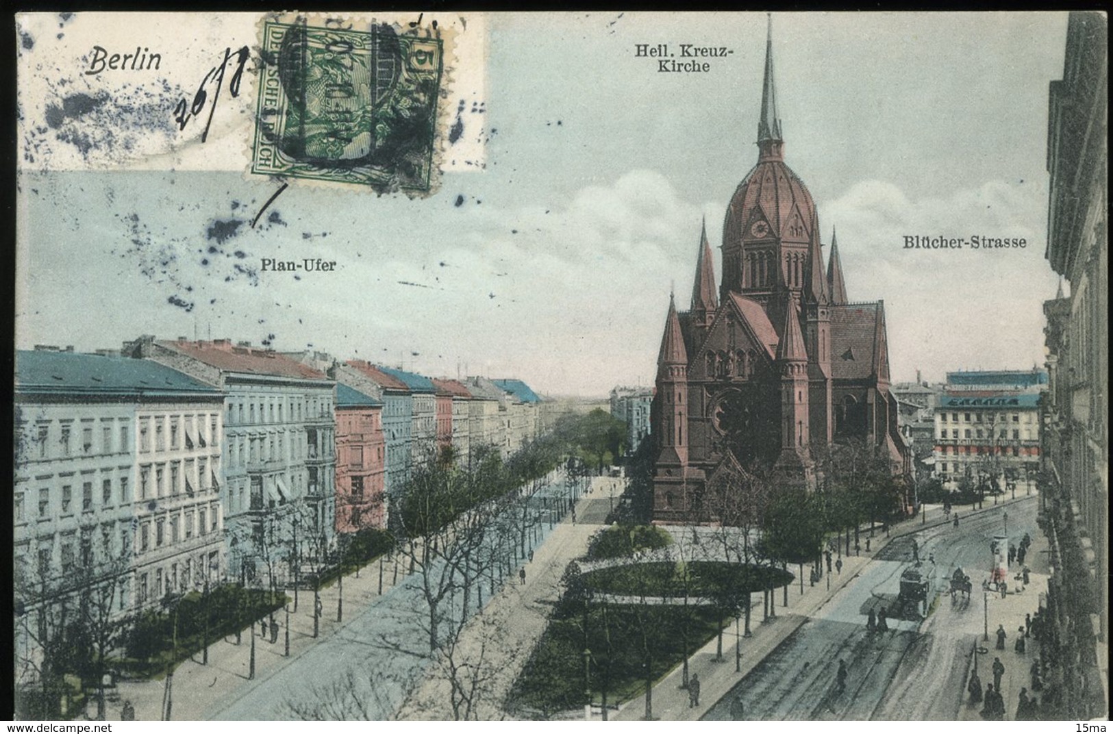 Berlin Hell Kreuz Kirche Blucher Strasse Plan Ufer 1910 Behr Flether - Kreuzberg