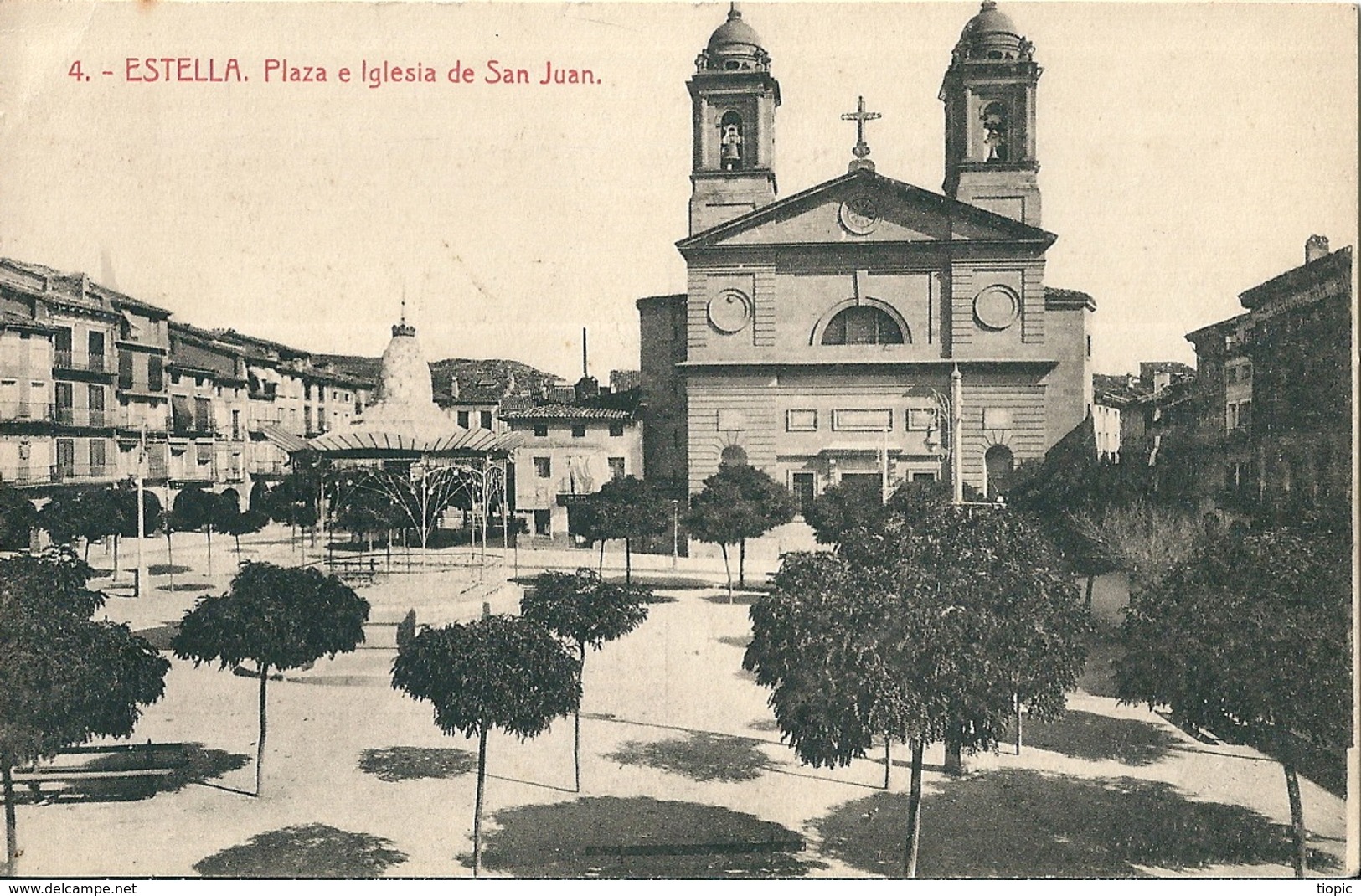 4  Cpa  D' ESTELLA   ( Espagne  ) Plaza E Iglesia De San Juan. Basilica De Nuestra Senora Del Puy, Puente Del Azucarero - Autres & Non Classés