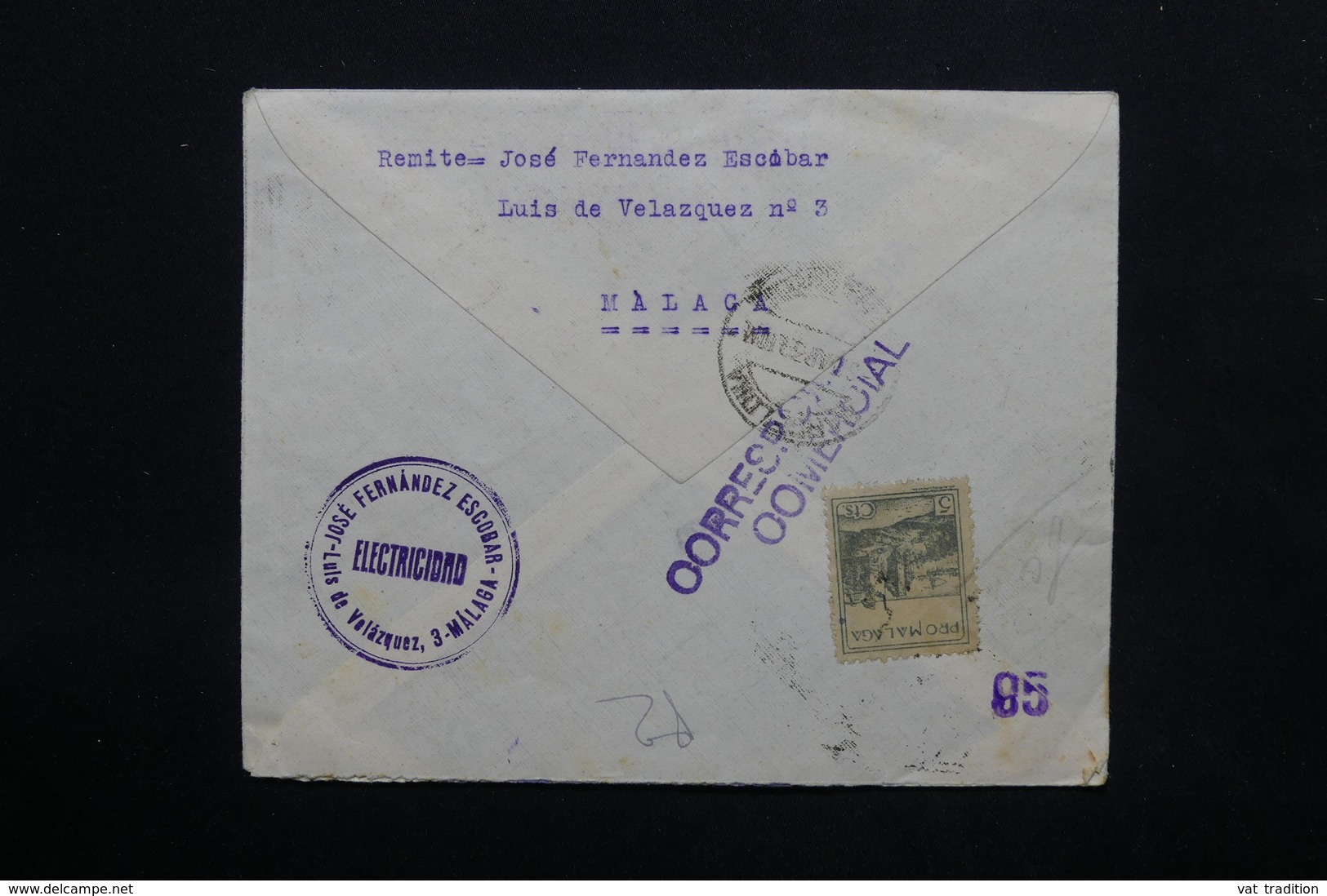 ESPAGNE - Enveloppe Commerciale En Recommandé De Malaga Pour Barcelone En 1939 Avec Cachet De Censure - L 24776 - Nationalistische Censuur