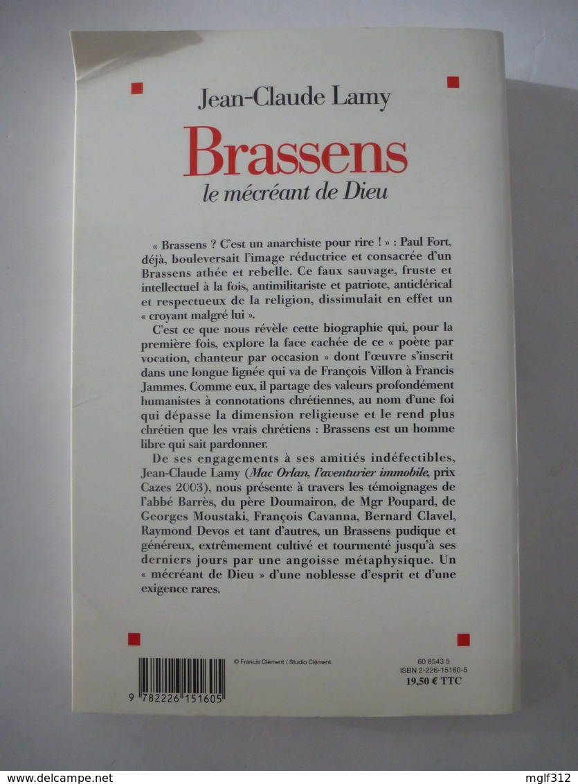 GEORGES BRASSENS : Le Mécréant De Dieu De Jean-Claude Lamy - Edition De 2004 - Détails Sur Les Scans. - Musique