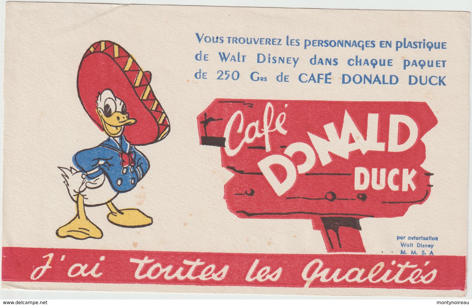 Vieux Papier : Buvard : BRU 14 : Walt Disney , Café  Donald  Duck - Autres & Non Classés