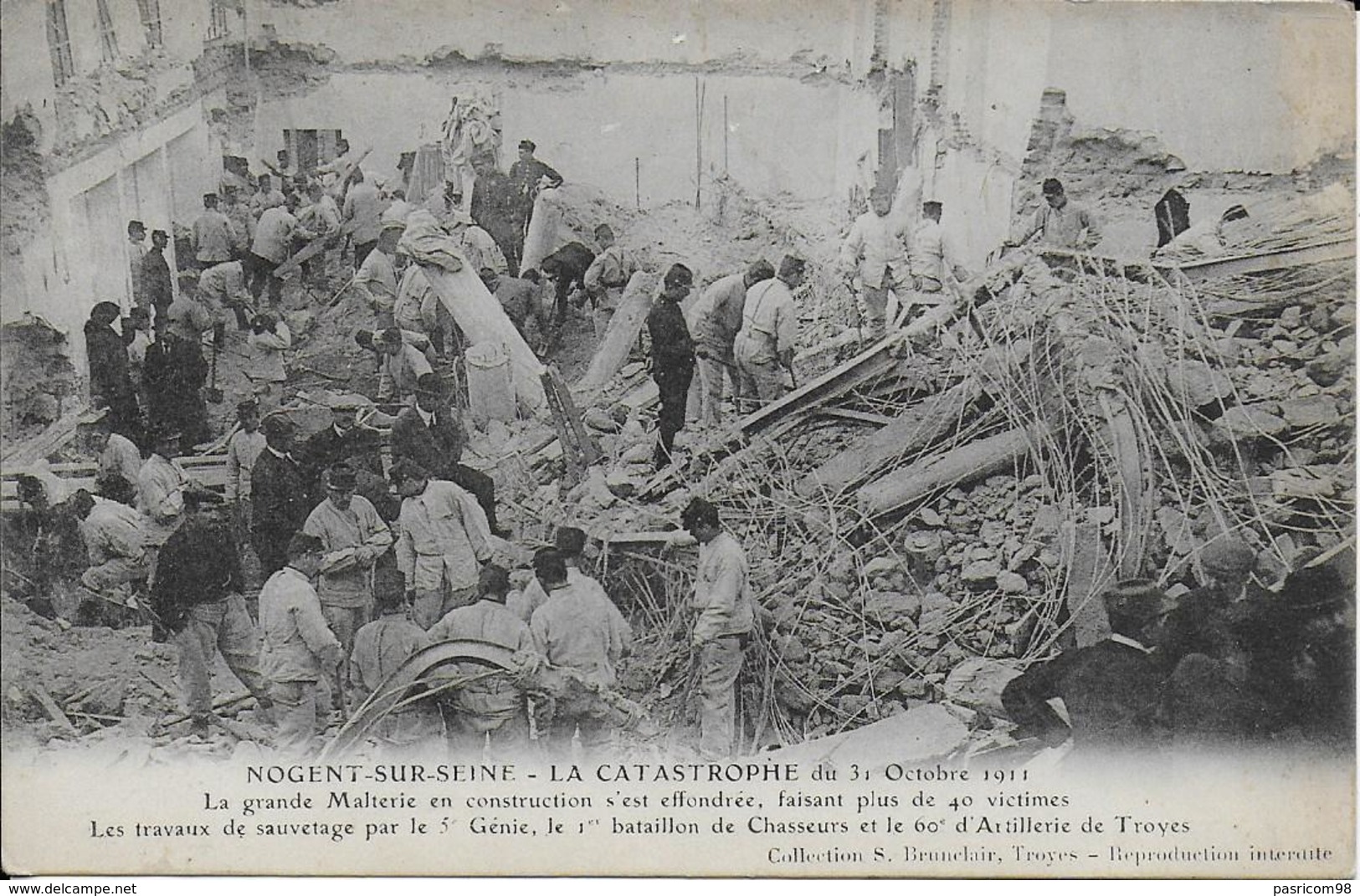 Cpa - Nogent-sur-Seine-10-catastrophe Du 31 Octobre 1911- La Grande Malterie éffondrée.en Construction . - Catastrophes