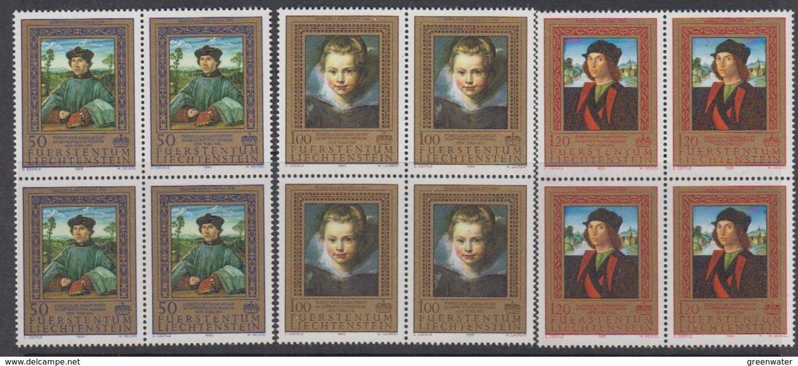 Liechtenstein 1985 Paintings Metropolitan Museum New York 3v Bl Of 4 ** Mnh (42148A) - Ongebruikt