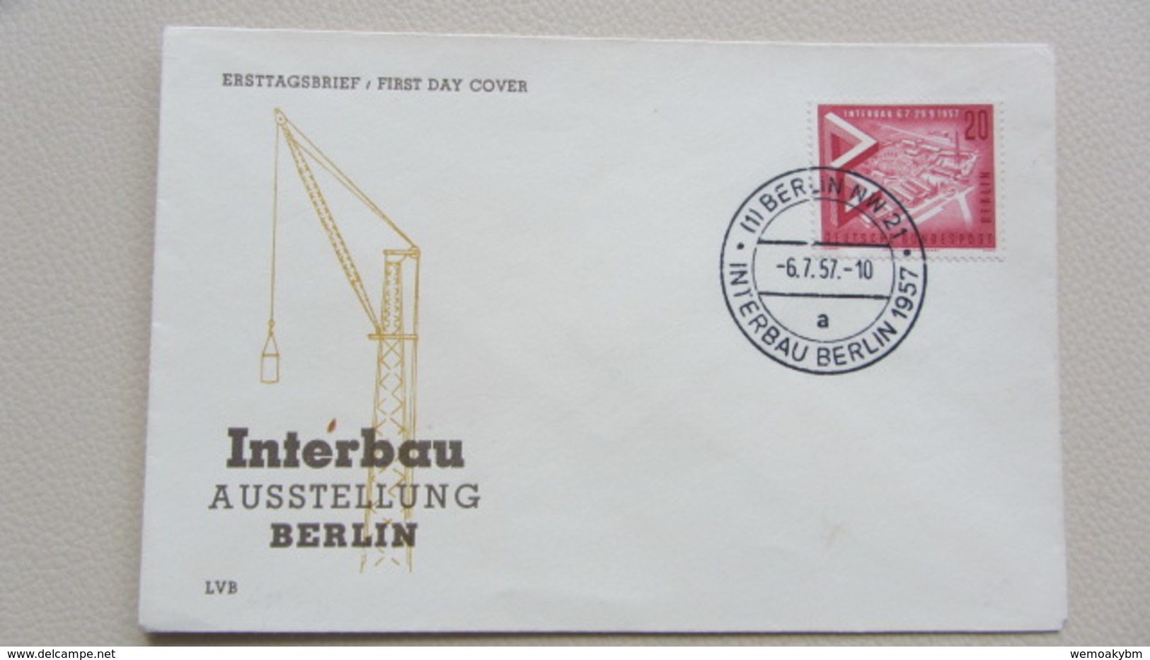Berlin: FDC-Brief Mit 20 Pf "INTERBAU Berlin 1957" SoSt. Berlin NW21 Vom 6.7.57  Knr: 161 - Sonstige & Ohne Zuordnung