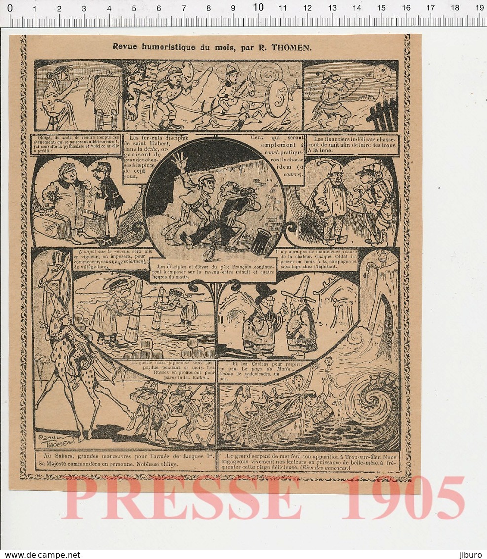 Presse 1905 Humour Loufoque Roi Jacques Ier Au Sahara Métier Paveur Chasse Saint-Hubert Serpent De Trou-sur-Mer 223CH20 - Unclassified