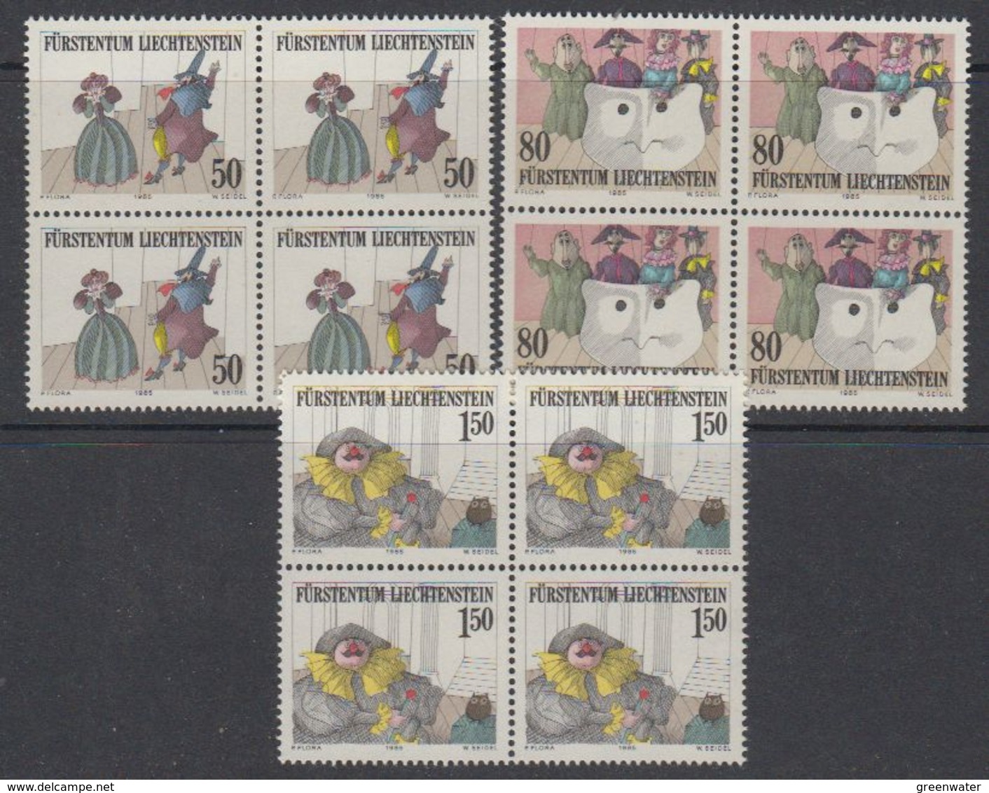 Liechtenstein 1985 Theater 3v Bl Of 4 ** Mnh (42148C) - Ongebruikt