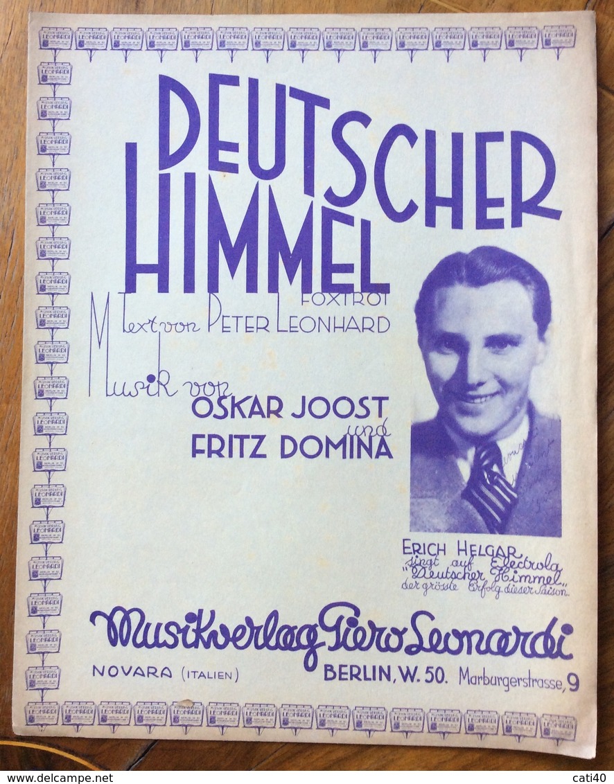 SPARTITO MUSICALE VINTAGE  DEUTSCHER HIMMEL FOTHO ERICH HELGAR  CASA MUSICALE PIERO LEONARDI MUSIKVERLAG NOVARA BERLINO - Scholingsboek