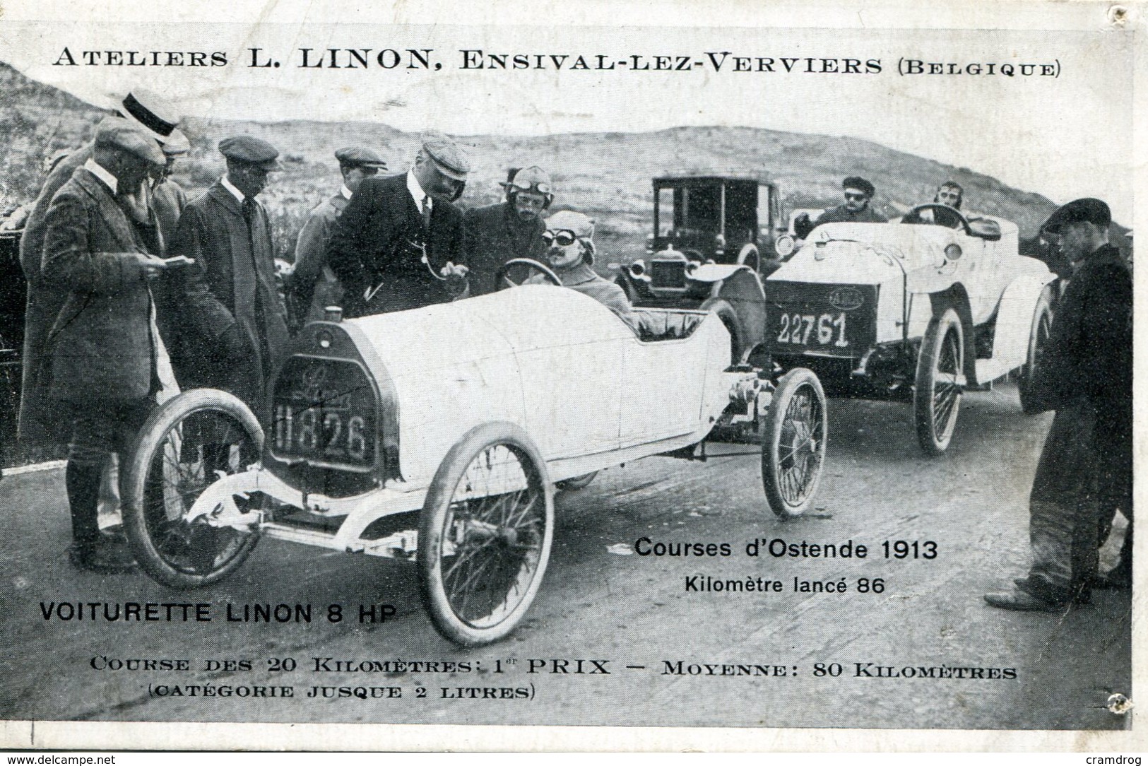 Oostende Courses 1913 Voiturette  Linon Ensival-lez-Verviers - Oostende