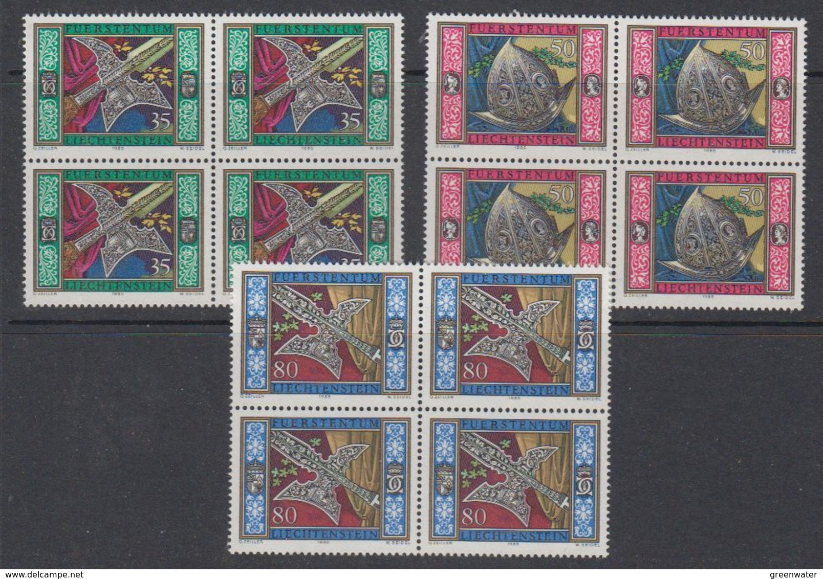 Liechtenstein 1985 Gardewappen 3v Bl Of 4 ** Mnh (42148D) - Ongebruikt