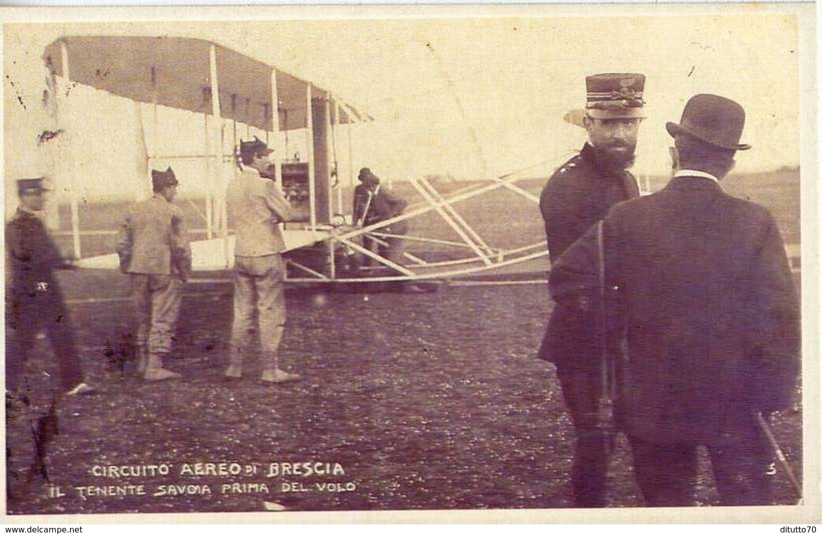 Circuito Aereo Di Brescia - Il Tenente Di Savoia Prima Del Volo - Italia 1909 - Riproduzione Da Originale - Altri & Non Classificati