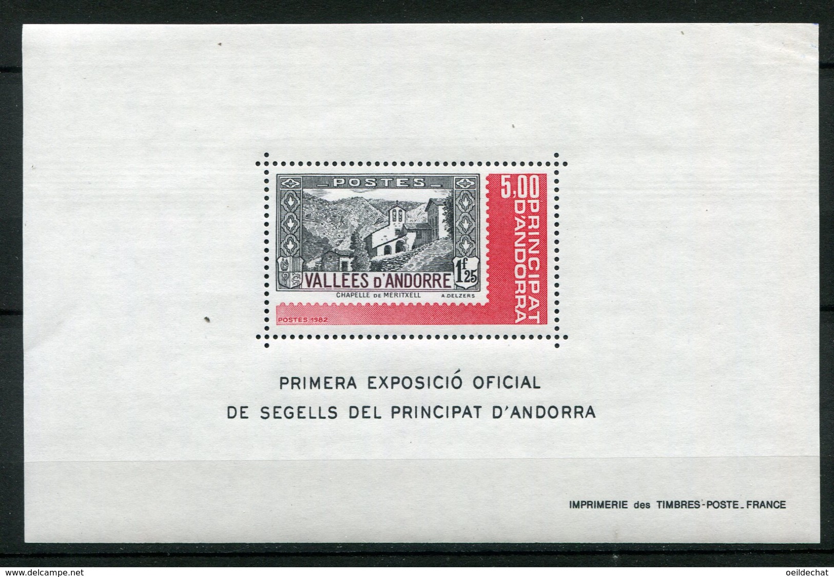 11804  ANDORRE BF 1** 5F  1er Expo Officielle Des Timbres-poste Andorrans  1982  TTB - Hojas Bloque