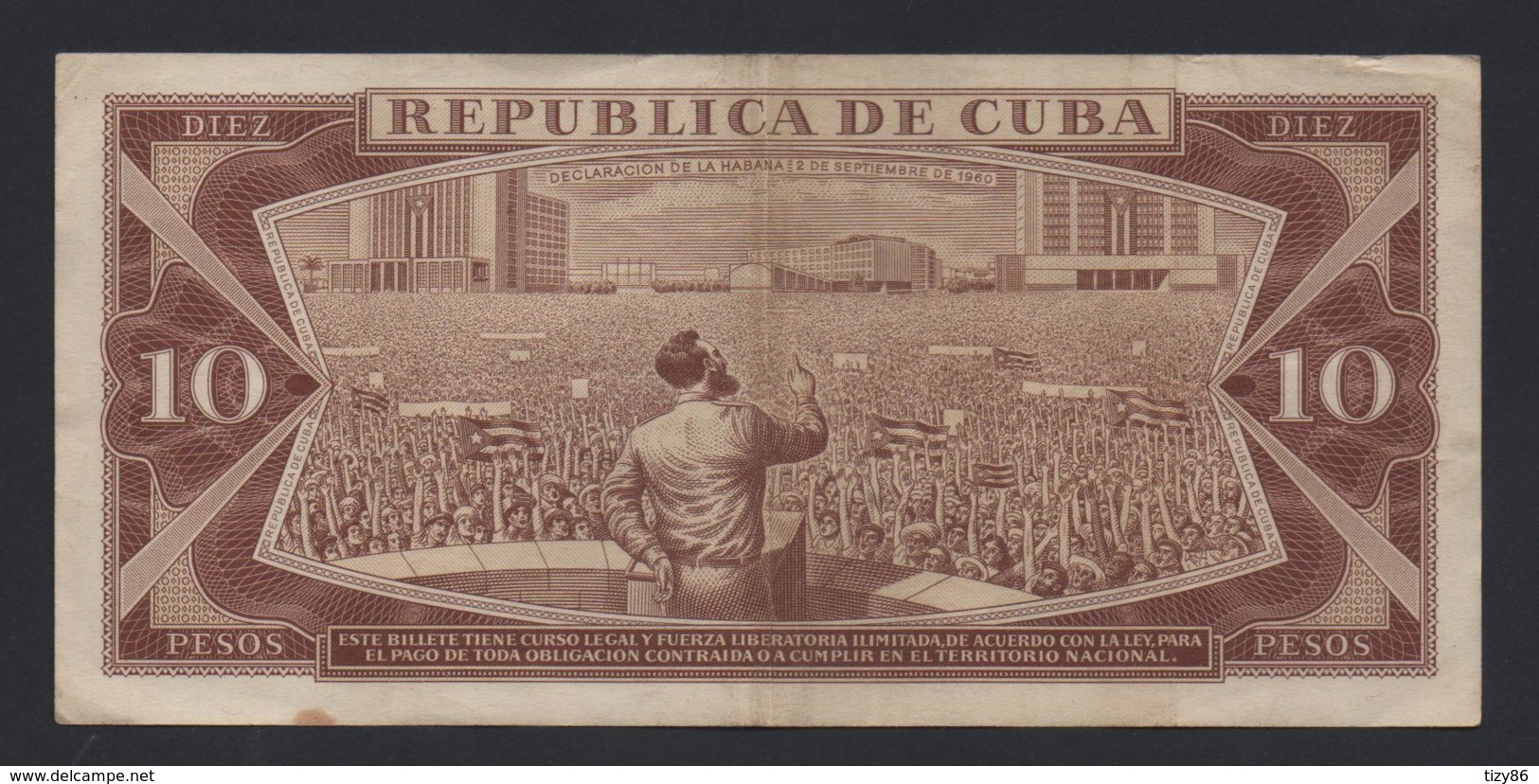 Banconota Cuba 10 Pesos 1984 Circolata - Cuba