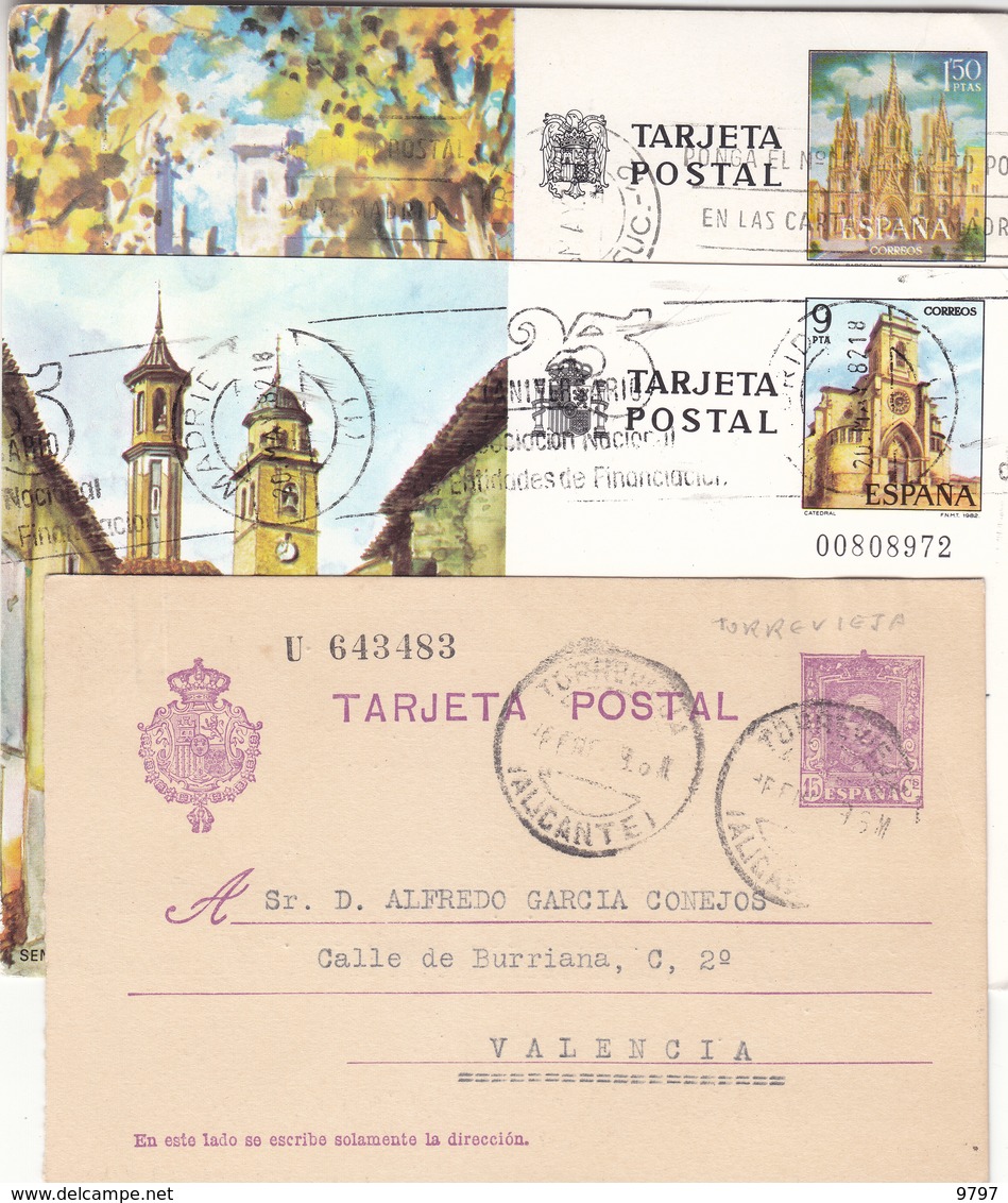 TARJETA ENTERO POSTAL Nº 57 (EDIFIL) TORREVIEJA (ALICANTE) ESCRITA 15/1/1929 Y DE REGALO Nº 101 Y 127 USADAS DE REGALO - 1850-1931