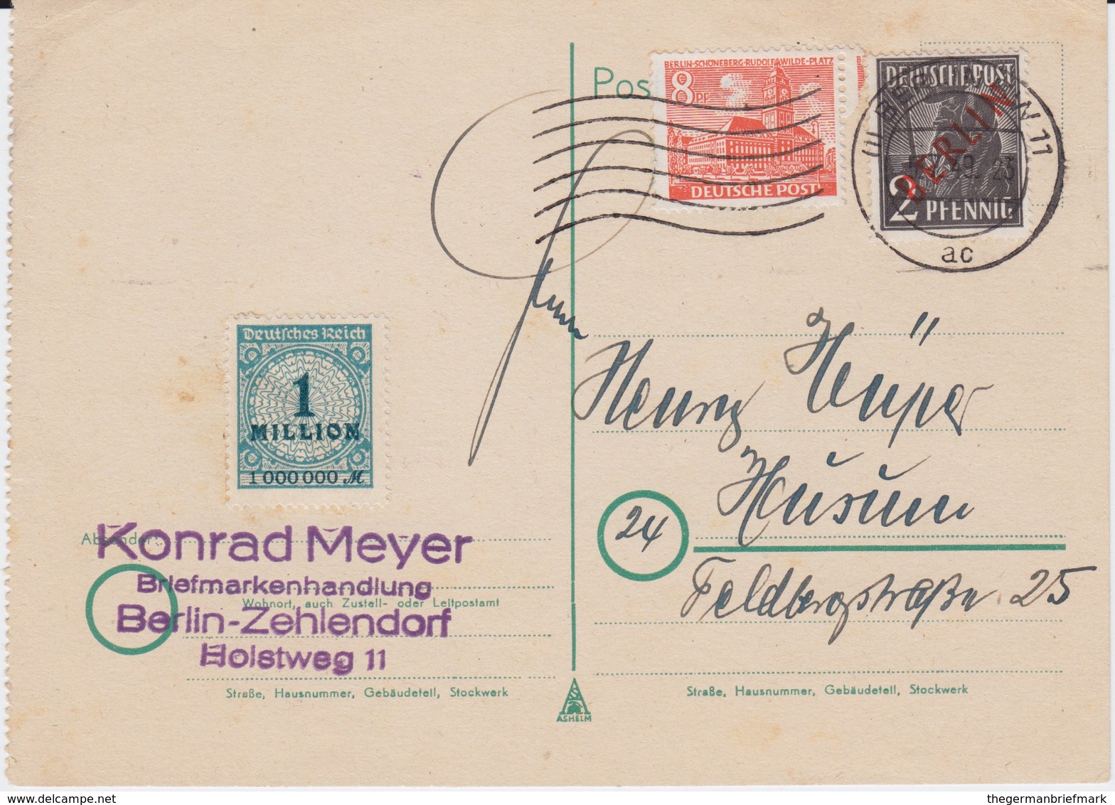 Berlin (West) MiF Rotaufdruck U Berliner Bauten Kte 1949 - Briefe U. Dokumente