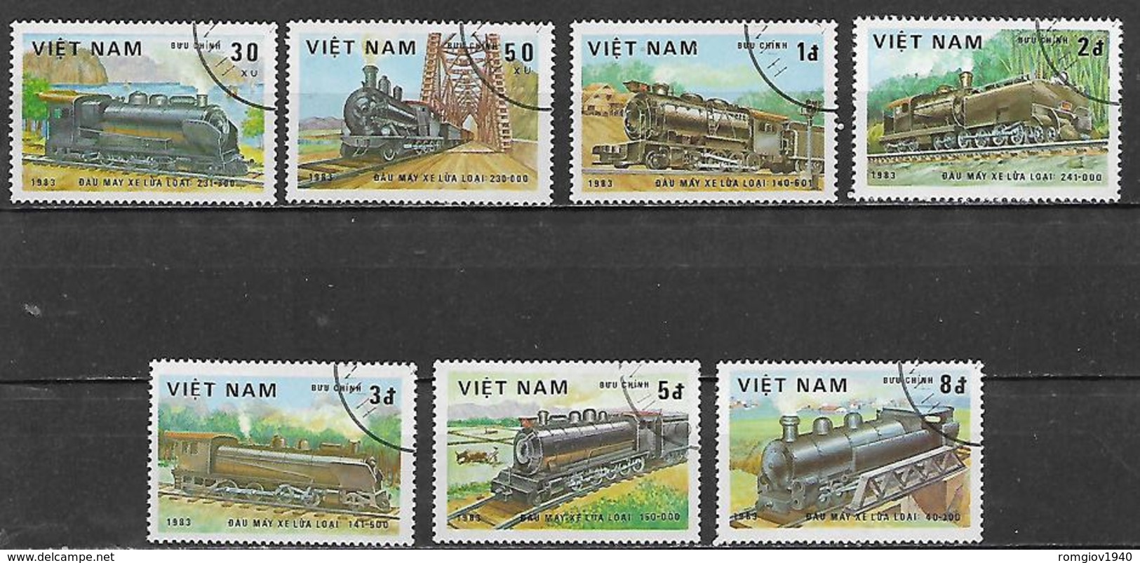 VIETNAM   1983 VECCHI TRENI YVERT. 387-393 USATA - Vietnam