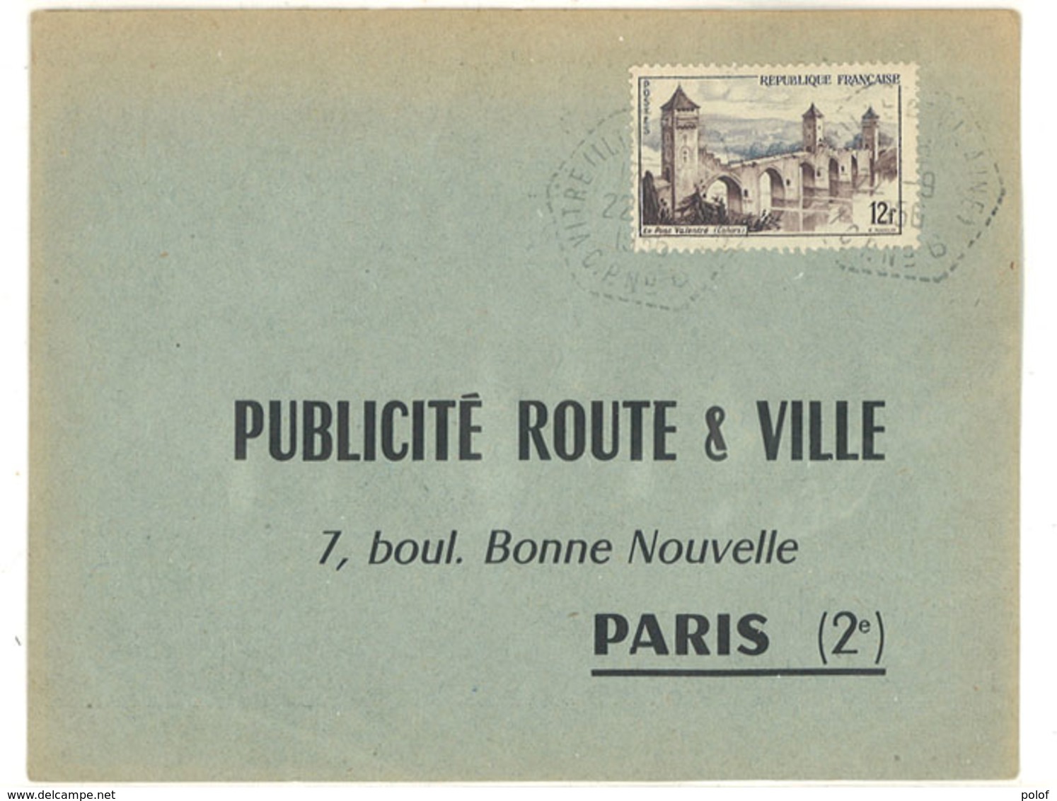 Publicité Route & Ville - Paris - Cachet Octogonal - Verso : Justificatif Affiche  (111796) - Advertising