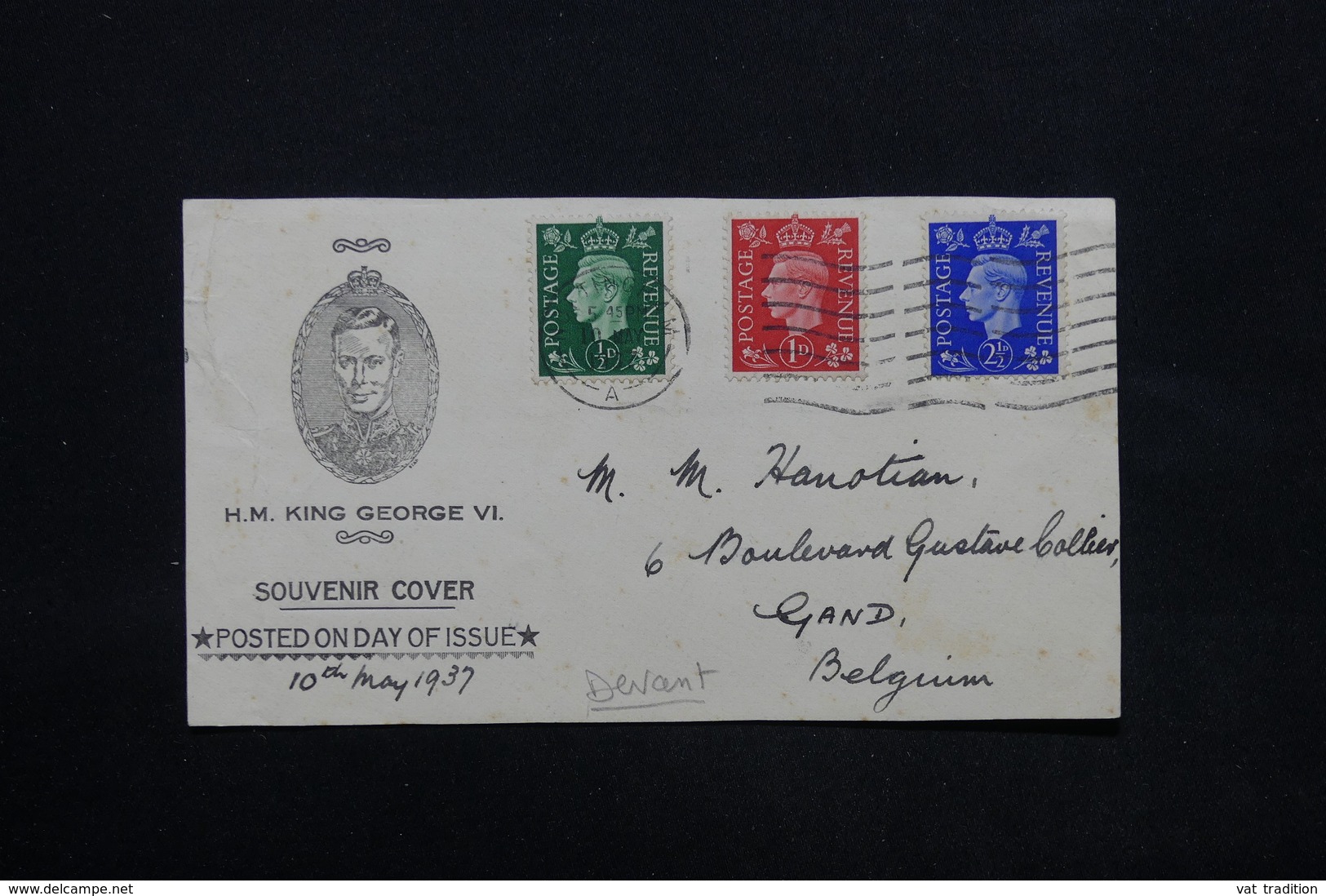 ROYAUME UNI - Enveloppe ( Devant ) FDC En 1937 Du Roi George VI Pour La Belgique - L 24799 - ....-1951 Vor Elizabeth II.