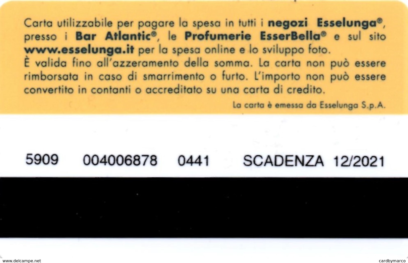 *ITALIA - ESSELUNGA - GIFT CARD (12/2021)* - Cartes Cadeaux