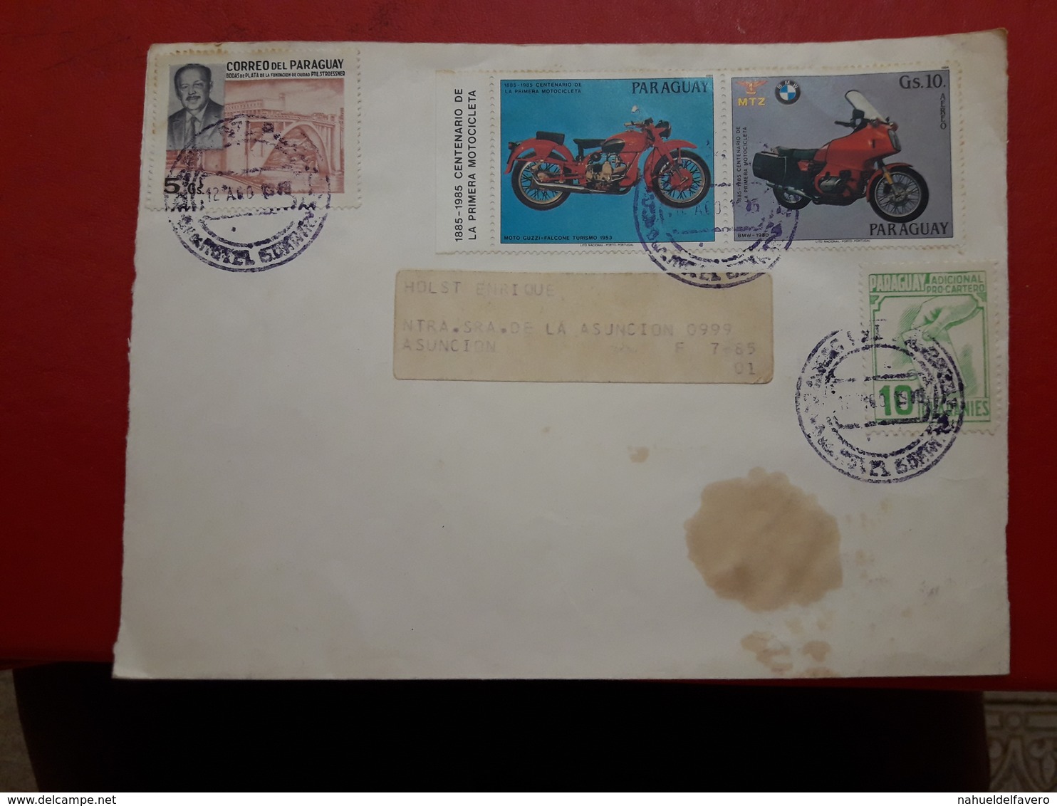 Le Paraguay Enveloppe Circulé Avec Timbres De Motocyclettes - Motorräder