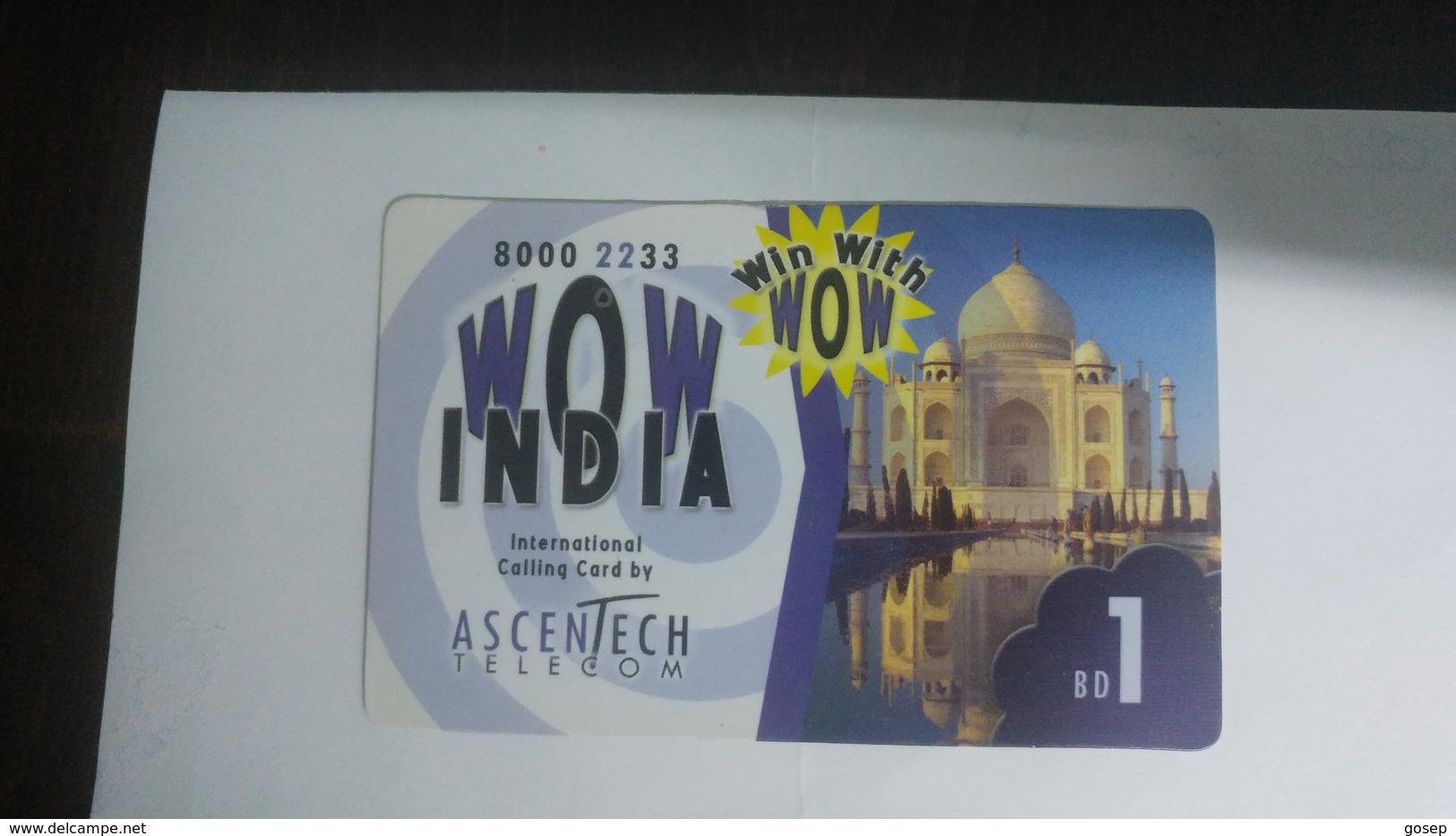 India-wow India-(88)(bd1)(1card)(1569945)(look Out Side)-used Card+2 Card Prepiad Free - Indien