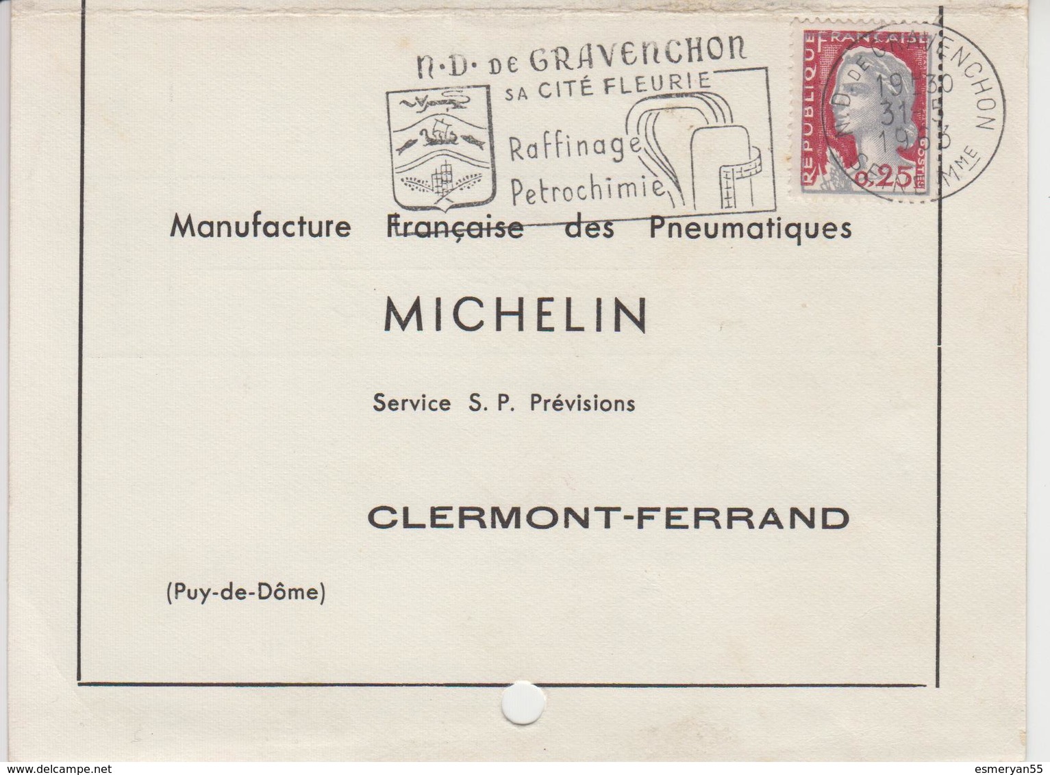 31 05 1963 - NOTRE DAME DE GRAVENCHON - Sa Cité Fleurie, Raffinage, Pétrochimie - C - Annullamenti Meccanici (pubblicitari)