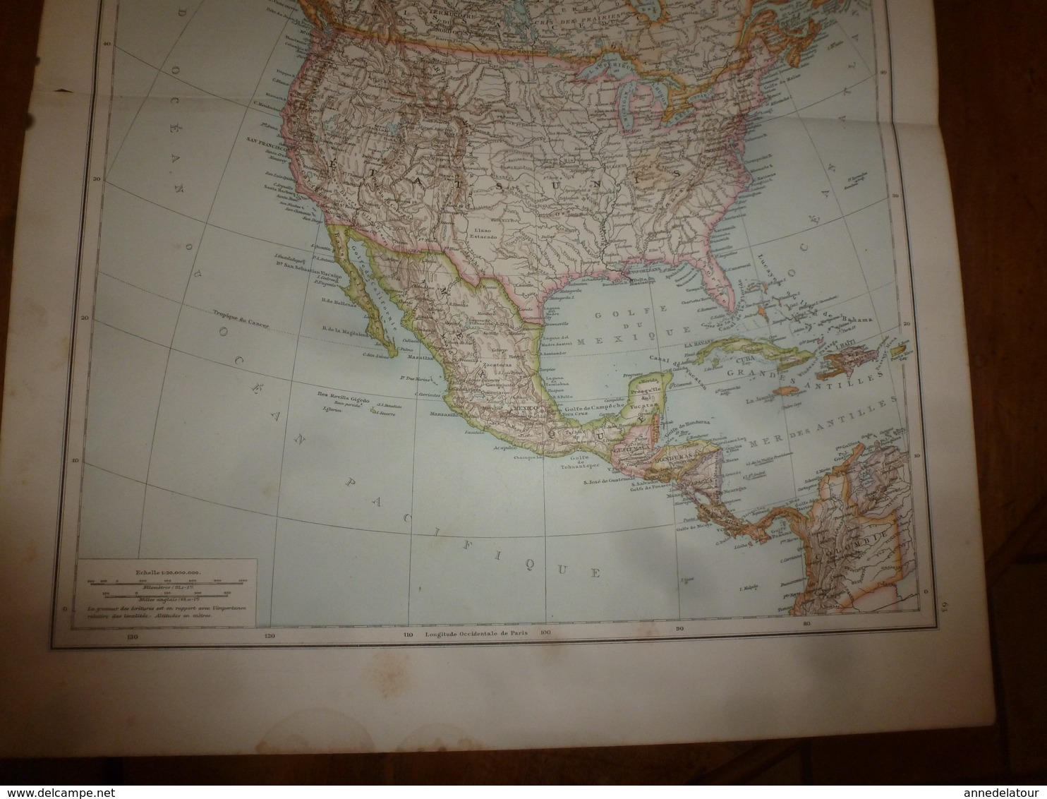 1884 Carte Géographique :(recto) Amérique Du Nord 1884; (coté Verso) Amérique Du Sud (Colombie,Vénézuela,Pérou,etc) - Geographical Maps