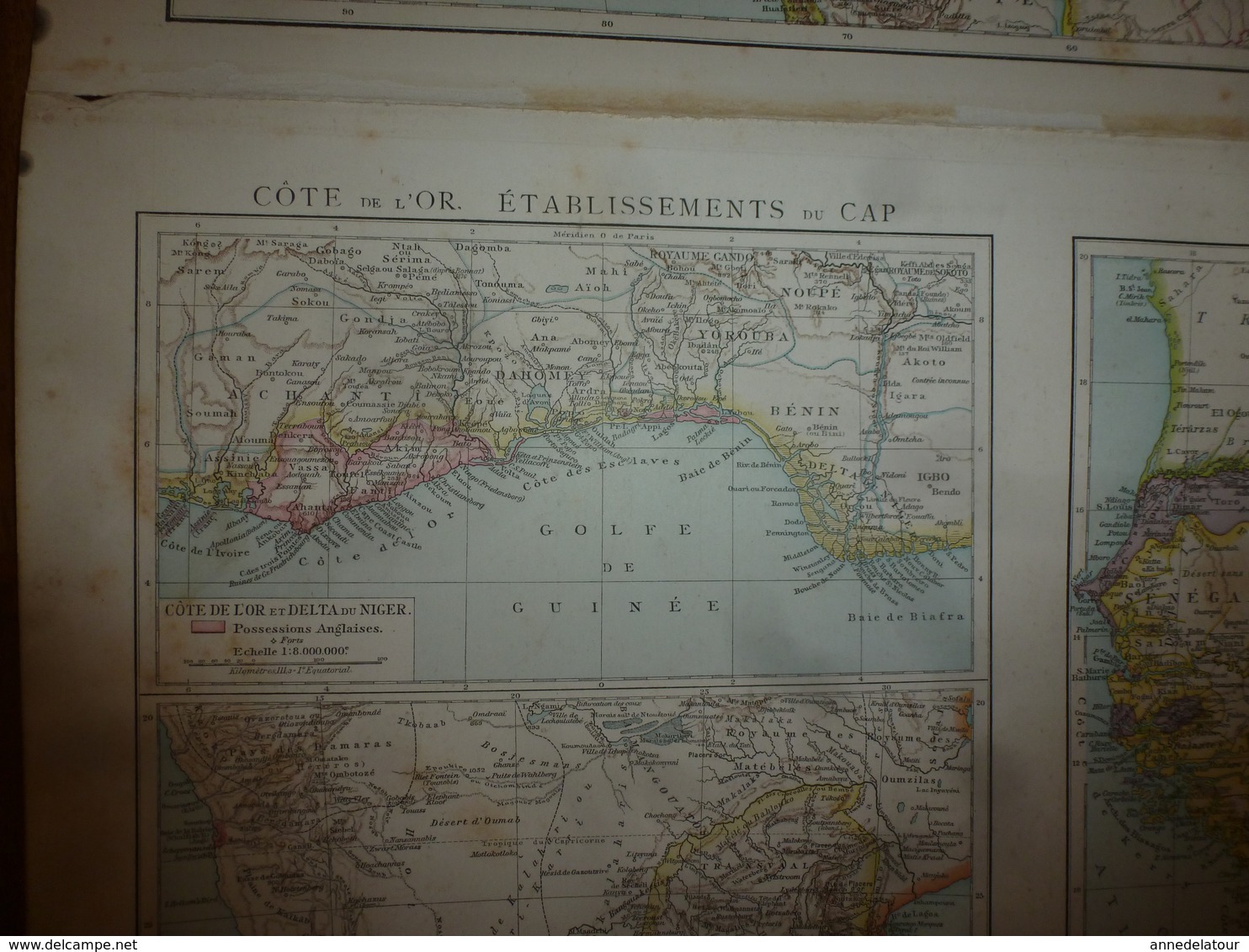 1884 Carte Géographique :(recto) Amérique du Nord 1884; (coté verso) Amérique du Sud (Colombie,Vénézuela,Pérou,etc)