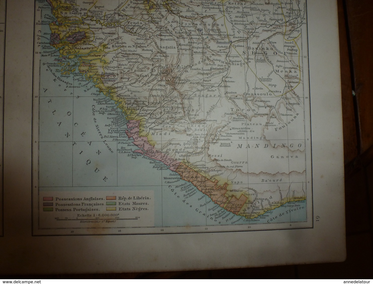 1884 Carte Géographique :(recto) Amérique du Nord 1884; (coté verso) Amérique du Sud (Colombie,Vénézuela,Pérou,etc)