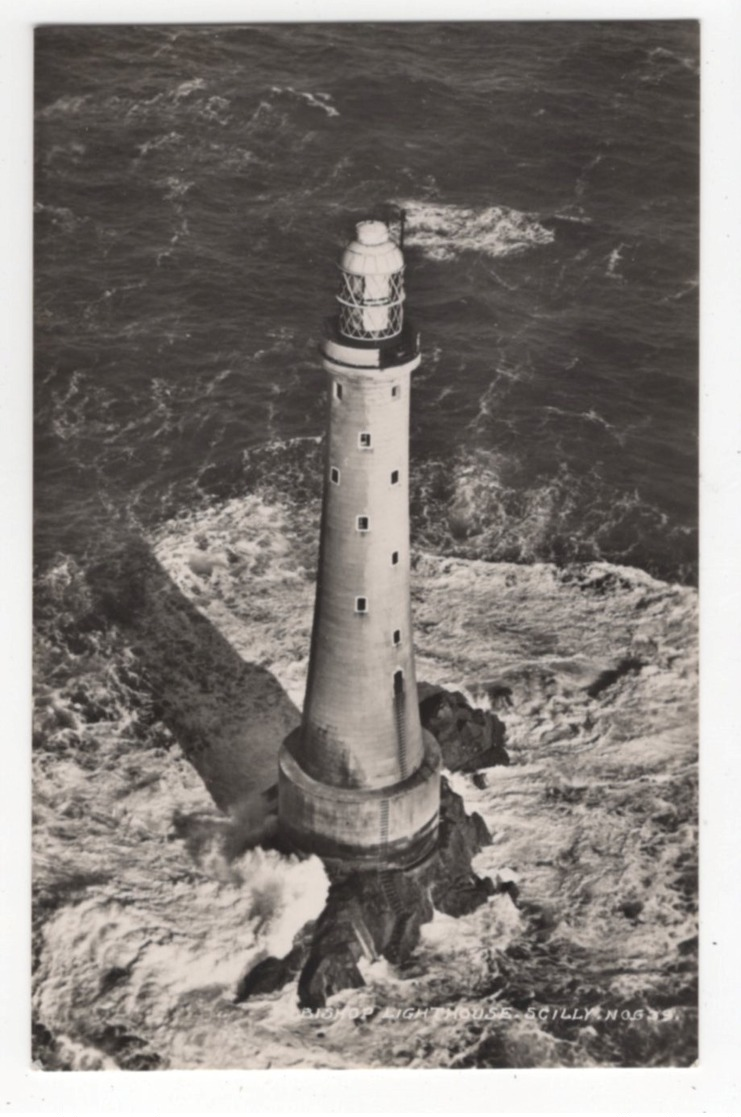 Bishop Lighthouse Scilly Isles Vintage RP Postcard James Gibson - Scilly Isles