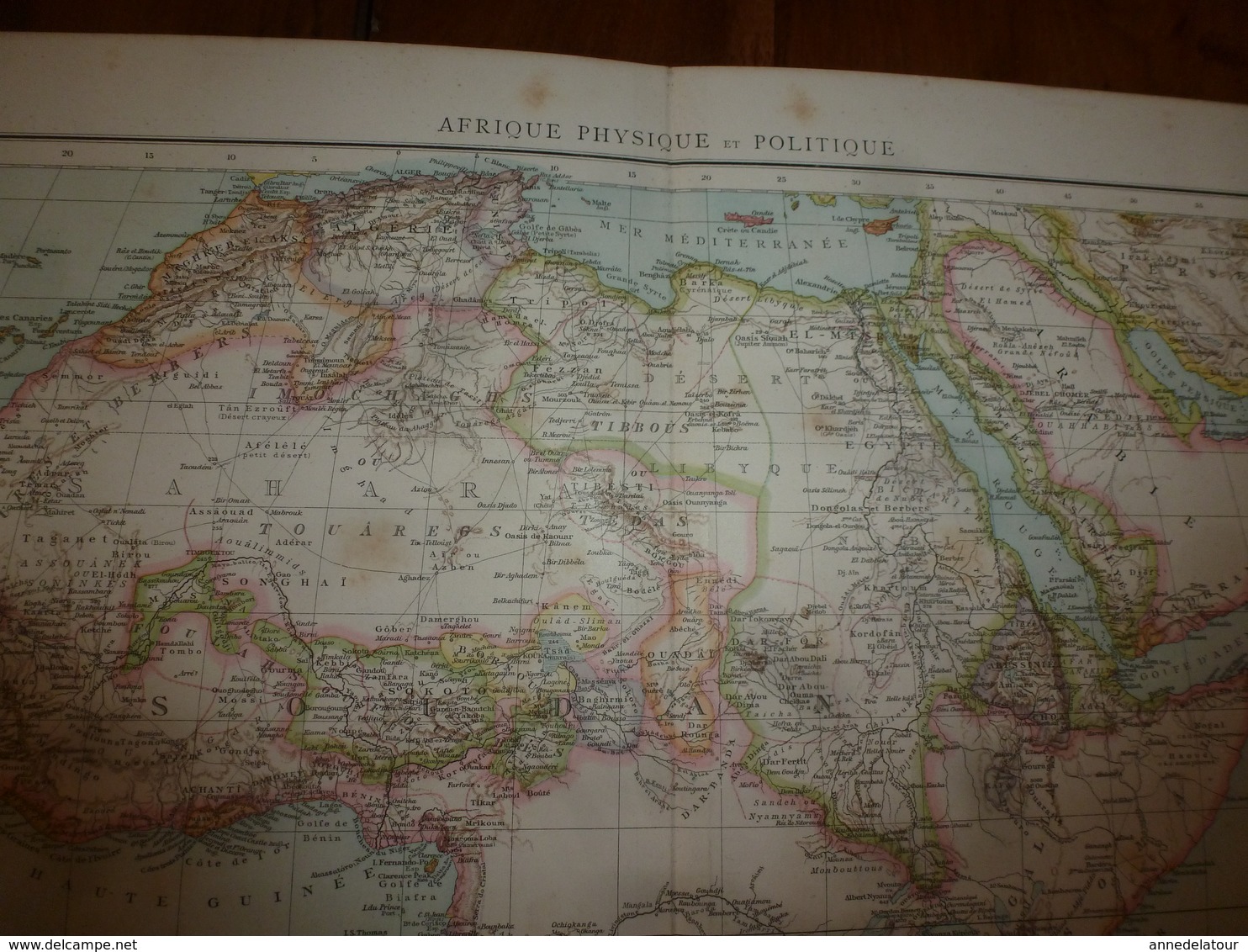 1884 Carte Géographique :Recto (Afrique Physique Et Politique); Verso (Egypte,Algérie,Tunisie, Etc) - Geographical Maps