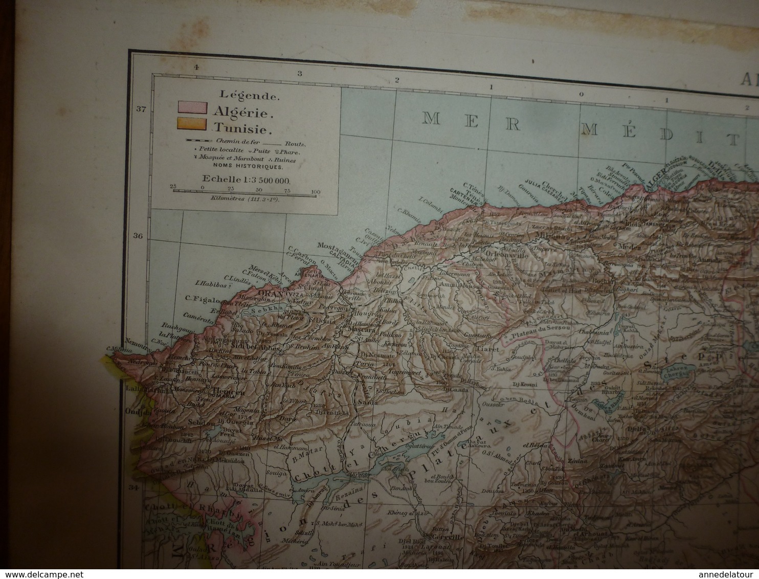 1884 Carte Géographique :Recto (Afrique physique et politique); Verso (Egypte,Algérie,Tunisie, etc)