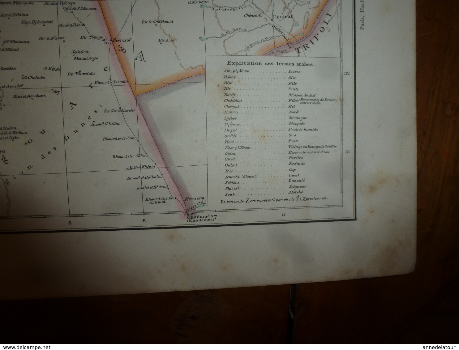 1884 Carte Géographique :Recto (Afrique physique et politique); Verso (Egypte,Algérie,Tunisie, etc)