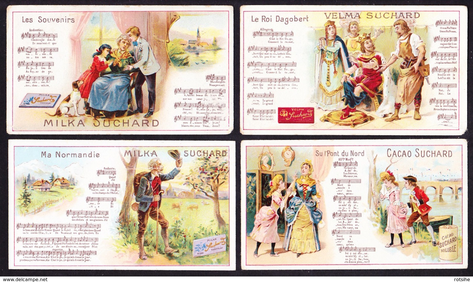 LOT DE 4 CHROMOS Chocolat SUCHARD     Chansons Françaises    Serie 179 - Suchard