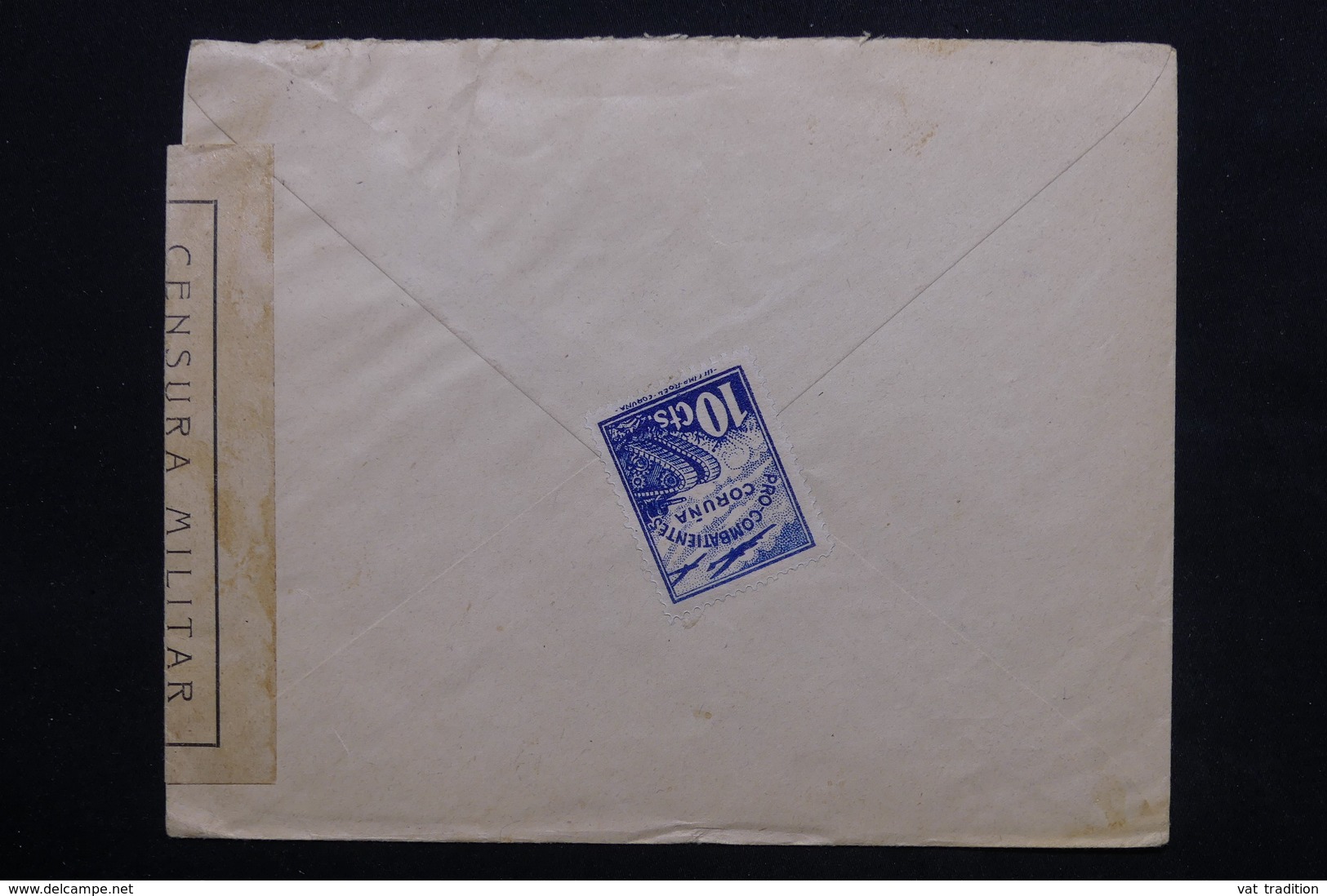 ESPAGNE - Enveloppe De La Coruna Pour Mannhein , Bande De Censure , Cachet De Propagande Franco - L 24835 - Marcas De Censura Nacional